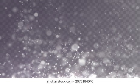 White Png Dust Light. Bokeh Light Lights Effect Background. Christmas Background Of Shining Dust Christmas Glowing Light Bokeh Confetti And Spark Overlay Texture For Your Design.	
