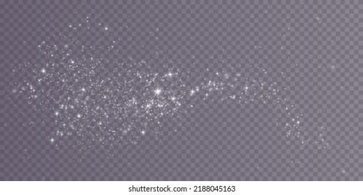 White png dust light. Bokeh light lights effect background. Christmas background of shining dust Christmas glowing light bokeh confetti and spark overlay texture for your design.
