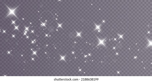 White png dust light. Bokeh light lights effect background. Christmas background of shining dust Christmas glowing light bokeh confetti and spark overlay texture for your design.

