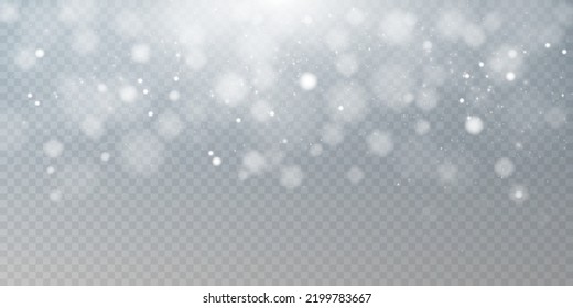 White png dust light. Bokeh light lights effect background. Christmas background of shining dust Christmas glowing light bokeh confetti and spark overlay texture for your design.