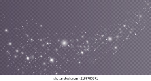 White png dust light. Bokeh light lights effect background. Christmas background of shining dust Christmas glowing light bokeh confetti and spark overlay texture for your design.