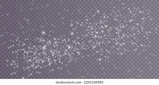 White png dust light. Bokeh light lights effect background. Christmas background of shining dust Christmas glowing light bokeh confetti and spark overlay texture for your design.
