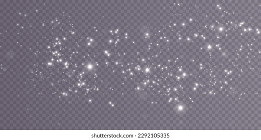 White png dust light. Bokeh light lights effect background. Christmas background of shining dust Christmas glowing light bokeh confetti and spark overlay texture for your design.
