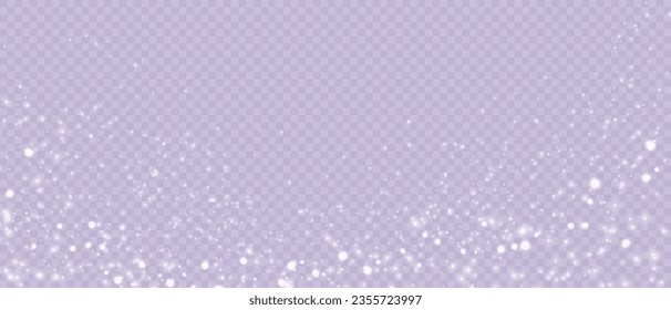 White png dust light. Bokeh light lights effect background. Christmas background of shining dust. Christmas glowing light confetti and spark overlay. Shimmering Dust. Festive Designs.