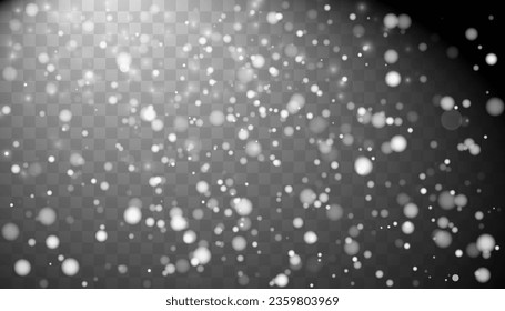 White png dust light. Bokeh light lights effect background. Christmas background of shining dust Christmas glowing light bokeh confetti and spark overlay texture for your design.