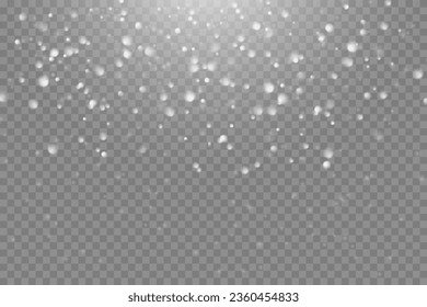 White png dust light. Bokeh light lights effect background. Christmas background of shining dust Christmas glowing light bokeh confetti and spark overlay texture for your design.