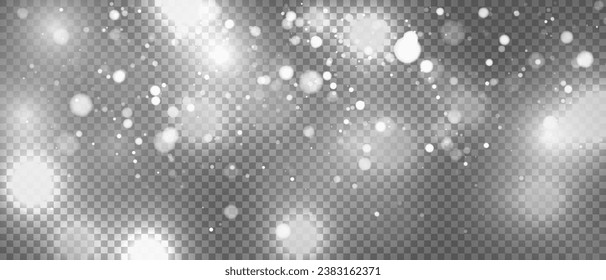 Luz de polvo blanca png. Fondo del efecto de la luz de bokeh. La Navidad resplandece el fondo del polvo. La Navidad resplandece la luz y el brillo de la capa superior. Vertiginoso polvo. Diseños festivos.