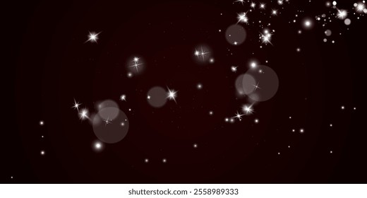 White png dust light. Bokeh light lights effect background. Christmas background of shining dust Christmas glowing light bokeh confetti and spark overlay texture for your design.