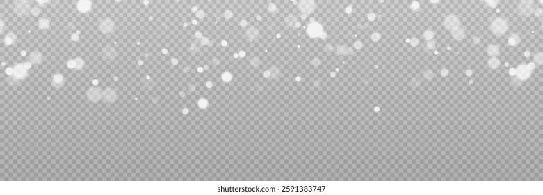 White png dust light. Bokeh light lights effect background. Christmas background of shining dust Christmas glowing light bokeh confetti and spark overlay texture for your design.	