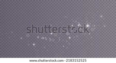 White png dust light. Bokeh light lights effect background. Christmas background of shining dust Christmas glowing light bokeh confetti and spark overlay texture for your design.
