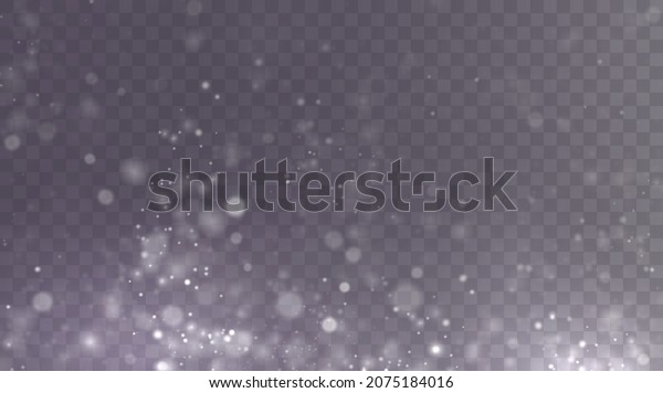 White png\
dust light. Bokeh light lights effect background. Christmas\
background of shining dust Christmas glowing light bokeh confetti\
and spark overlay texture for your\
design.	\
