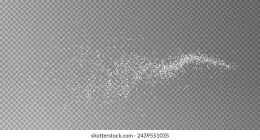 White png dust light. Christmas background of shining dust Christmas glowing light bokeh confetti and spark overlay texture for your design.	
