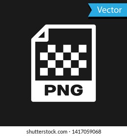 White PNG file document icon. Download png button icon isolated on black background. PNG file symbol. Vector Illustration