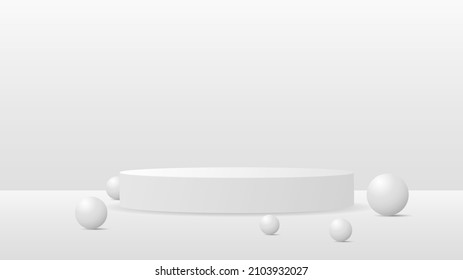 White Podium with ball minimal abstract background , 3D stage podium display product , stand to show cosmetic products ,illustration 3d Vector EPS 10