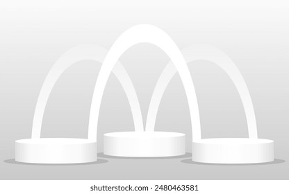 White Podium banner, studios, promoted product, advertisement, luxury, premium , stages, circle stage 