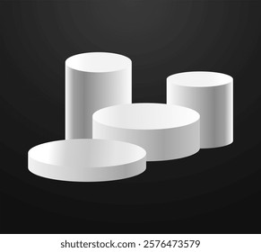 White podium circle 3d Empty stage, product platform background, Vector illustration