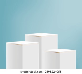 White podium for cosmetic products on a background with shadows through it.