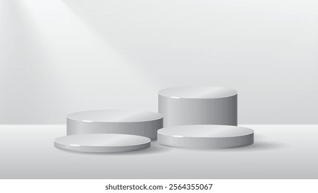White podium in different sizes elegant background of luxury empty presentation studio product decoration gold can be used for greetings, cards, invitation, wallpaper, web, blog, graphic and printing.