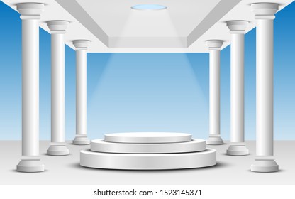 white podium in the white dome