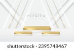 White podium, elegant background, golden lines, stage for product display