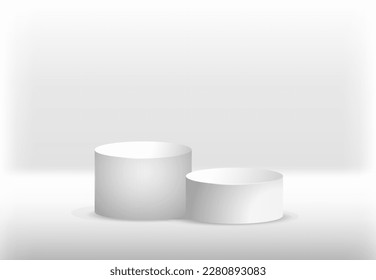 White podium empty for product adverstisement on white background, 3d vector lillustration