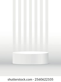 White Podium, Empty Stage, Platform, Minimalistic Background, Isolated, Vector