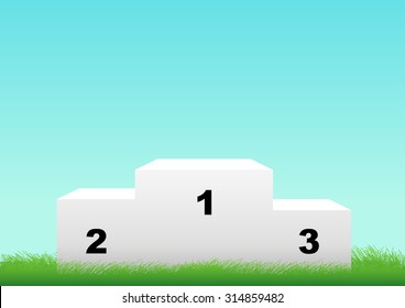 White podium for first, second and third place