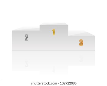 White podium with numbers. Vector illustration.