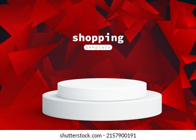 white podium on gradient red triangle shatter theme modern art background can be use for website template advertisement product design food and beverage brochure vector eps.
