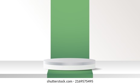 Weißes Podium auf grünem Hintergrund, Flat Modernes Design, Vektorgrafik EPS10