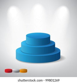 White podium on grey background
