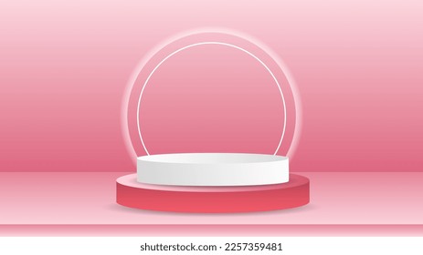 White Podium on pink background ,for February 14, Vector illustration EPS 10