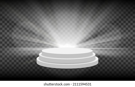 white podium on tranferent background with spotlights illuminated  for  awards ceremony platform ,  vector illustration