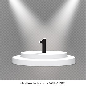 white podium on a transparent background.number one.with reflection.the podium of winners.vector illustration.attention.