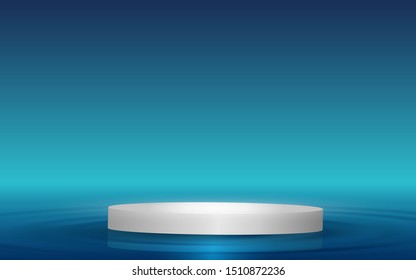 white podium on the water in studio