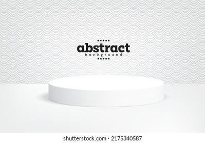 white podium with oriental wave background product presentation can be for advertisement poster website banner brochure template package design vector eps.