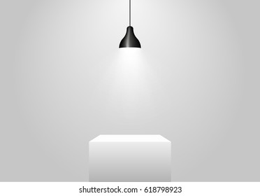 White podium. Pedestal. Platform. Spotlight. Vector illustration.