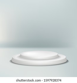 White podium. Pedestal. Scene Vector illustration