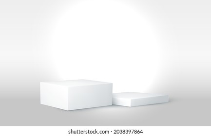 Weißes Podium. Pedestal. Szene. Vektorgrafik.