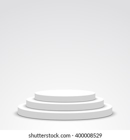 Podio blanco. Pedestal. Escena. Ilustración vectorial.
