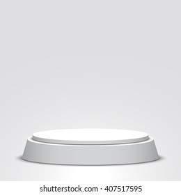 White podium. Pedestal. Scene. Vector illustration.