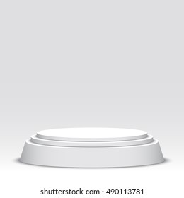 White podium. Pedestal. Scene. Vector illustration.