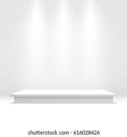 White Podium. Pedestal. Vector Illustration.