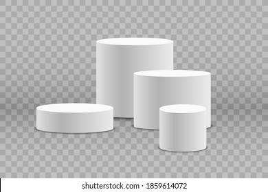 White podium or platform with spotlights. A pedestal for rewarding the winners.