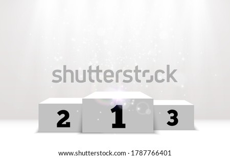 White podium or platform with spotlights. A pedestal for rewarding the winners.