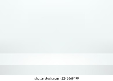 White podium for presentations. Realistic white studio. Space for displaying products. Room in the 3d. Banner for advertise product on website. Vector illustration.