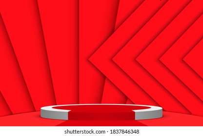 white podium in the red room