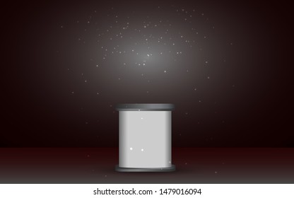 white podium with white spotlight in the dark room