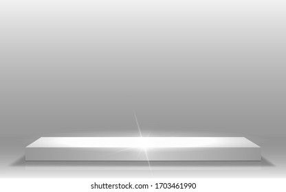 white podium and spotlight light in the studio room