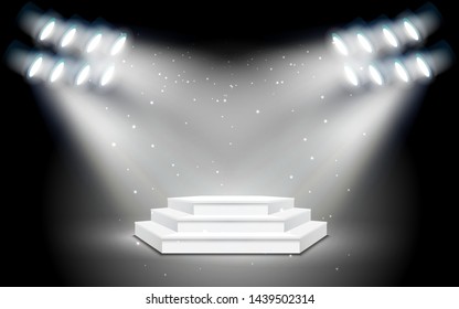 white podium with spotlight on the stage 